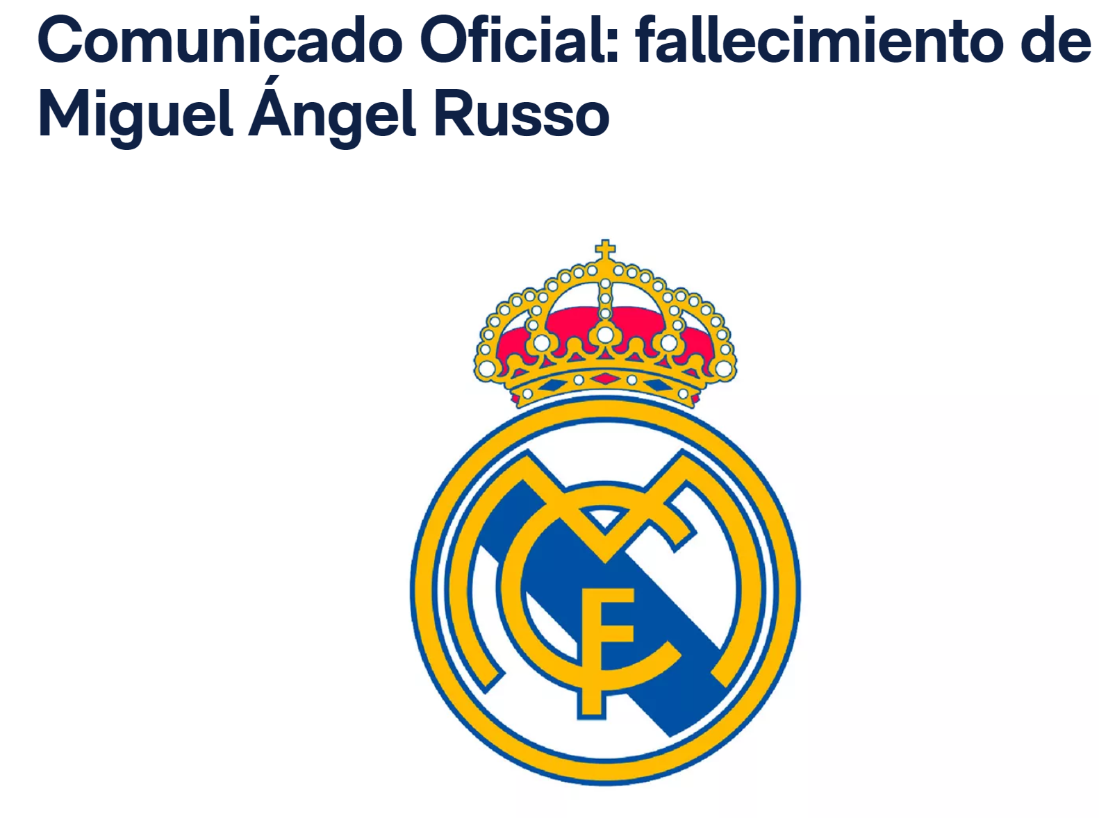 官方：皇马声明悼念博卡青年主帅鲁索，深感悲痛愿安息